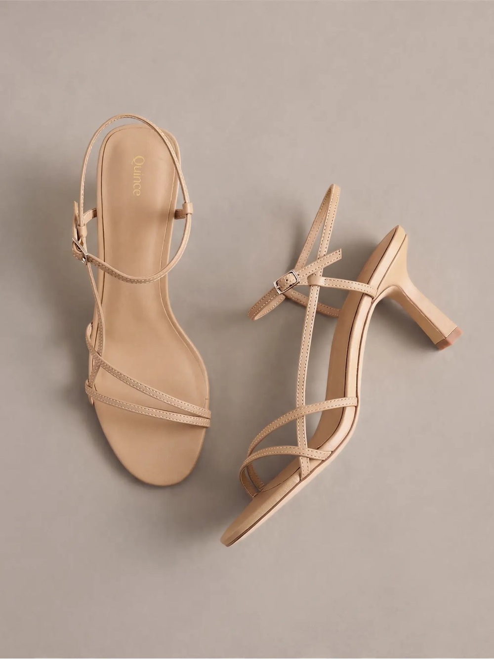 Quince Italian Leather 70mm Strappy Heel